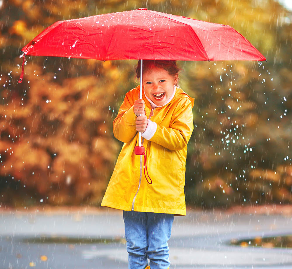 Happy,Kids,Playing,Outdoor,In,Raining,Spring,Park.,Shallow,Depth