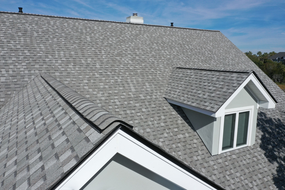 Aerial,View,Of,Roof,Work,Done,On,A,Home.